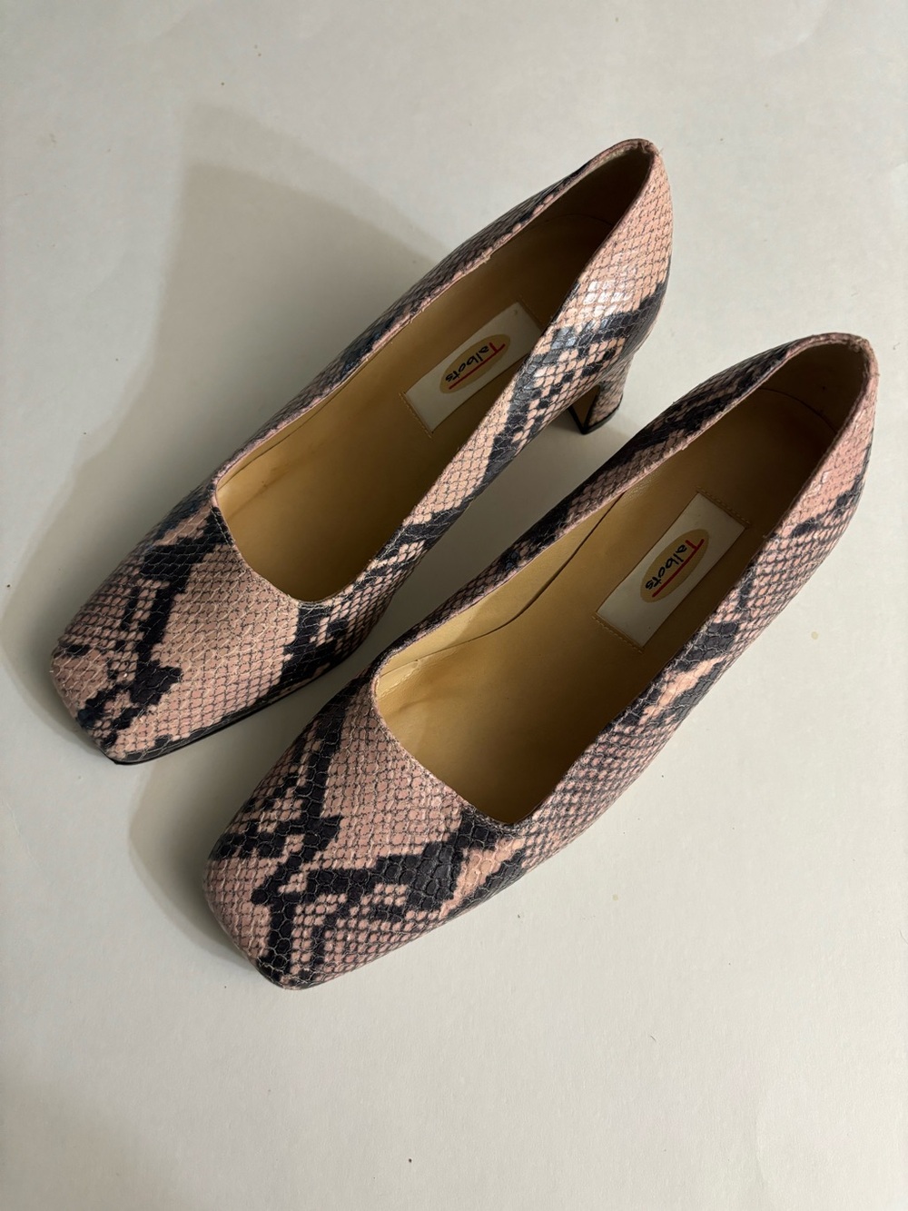 Talbots Pink Snake-Print Mid 2” Block Heel Pumps Size 6WW